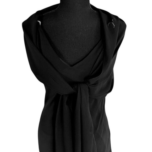 David’s Bridal Black Rhinestone-Strap Formal Gown + Matching Wrap, Size 8 - Picture 6 of 7